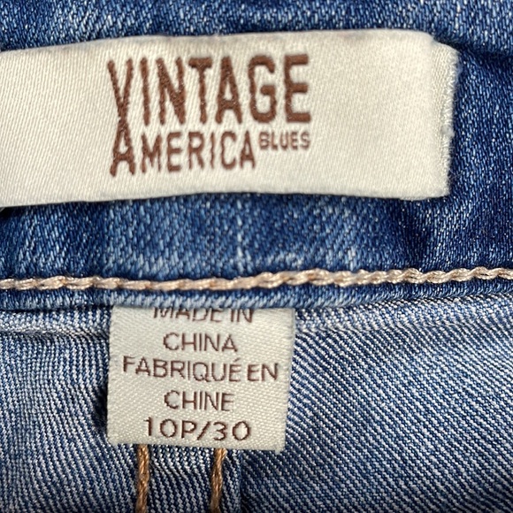 Vintage America Jeans Women's 10P Boho Capri Tassels Embroidery Cottagecore Blue - Picture 15 of 16